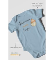 Teyzesinin Minik Kuşu Baskılı Bebek Zıbını – Çıtçıtlı Body  %100 Pamuk Kısa Kol (Bebek Mavisi)