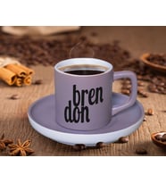 BK Gift Kişiye Özel İsimli Mat Gri Renk Türk Kahvesi Fincanı-1 Renkli Türk Kahvesi Fincanı, Arkadaşa Hediye ,  Anneye Hediye , Kahve Fincanı