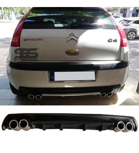 Citroen Difüzör Arka Tampon Eki 4 Egzoz Çıkışlı Siyah Lüx Tip