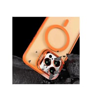 Iphone 16 Pro Uyumlu Kılıf Magsafe ve Şeffaf (Turuncu)