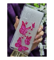 Samsung Galaxy A32 Uyumlu Renkli Kelebekler Desenli Şeffaf Telefon Kılıfı