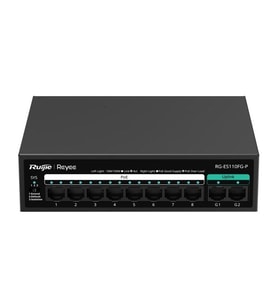 RUIJIE 8port RG-ES110FG-P 10//100 2-UPLINK 110W YÖNETİLEMEZ POE SWITCH