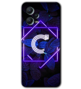Redmi Note 12 5G Kılıf HD Desen Baskılı Kılıf - Dark Neon Yaprak C Harfi