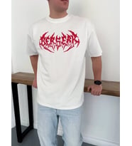Erkek Baskılı T-Shirt Yazlık Kısa Kol Bisiklet Yaka Rahat Kalıp Tişört - Beyaz