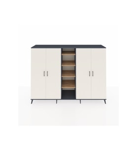 Hyperion Dolap 12 Raflı 4 Kapaklı 220x44x163 Antrasit-Aytaşı/Çam