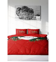 Yılbaşı Çift Kişilik Nevresim ( Lastikli Çarşaflı ) %100 Pamuk Saten Christmas