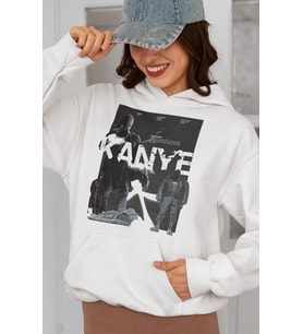 Kanye West Baskılı Unisex Oversize Şarkıcı Hoodie
