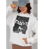 Kanye West Baskılı Unisex Oversize Şarkıcı Hoodie