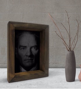 BK Gift Atatürk Tasarımlı Dekoratif Doğal Masif Ahşap Çerçeve 15x20cm-6 (Beyaz)