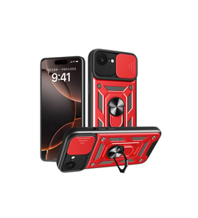 İphone 16E Kılıf Pars Lens Yüzüklü - Kırmızı