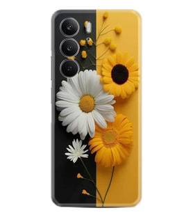 Realme C75 Kılıf Boutique Baskılı Resimli Sarı Beyaz Çiçek Pcode -044