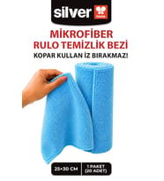 20'li Rulo Mikrofiber Temizlik Bezi 25x30 cm Çok Amaçlı Kopart Kullan Kaliteli Eko Paket-MAVİ