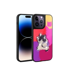 Apple iPhone 14 Pro Max Uyumlu Kılıf Parlayan Kabartmalı İkonik Figürlü Zore Amas Silikon Kapak (Mor)