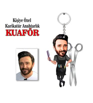 Kisiye Özel Karikatür KUAFÖR anahtarlık