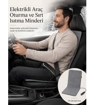 Beylini OMAK 12V Elektrikli Araç Koltuk Isıtıcı Tak Çalıştır Minder Termostatlı Çakmaklık Girişli Sırt ve Oturma Isıtma Minderi Gri 35x90 CM