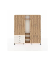 Arges Dolap 14 Raflı 4 Çekmeceli Tek Askılı 220x30x243 Çam-Çam/Aytaşı