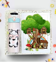 Çocuğa Termos Puzzle Hediye Seti