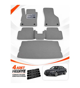 e-biz AUDİ A4 SEDAN (2015-2025) Uyumlu EVA Oto Paspas Bagaj Paspası Dahil Açık Gri