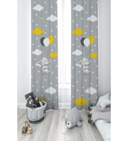 MEKTA HOME BEBEK VE ÇOCUK ODASI Tatlı Fil ve 3 Balon Desenli 2 Kanat Fon Perde