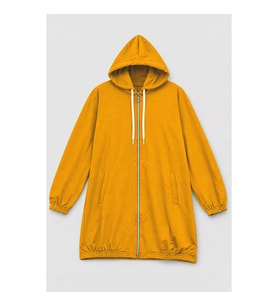 Kadın Kapüşonlu Fermuarlı Sarı Eşofman Takımı