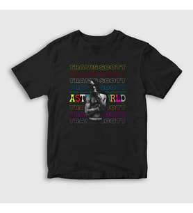 Presmono Unisex Çocuk Siyah Cool Astroworld Travis Scott T-Shirt 42404tt