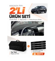 e-biz HYUNDAİ TUCSON (2021-2024) Uyumlu Torpido Örtüsü + Tay Tüyü Bagaj Çantası Seti - Siyah - HU037