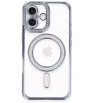iPhone 16 Plus Kılıf Joke Simli Magneticsafe Kılıf - Mavi