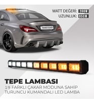 Cama Çakar Beyaz Turuncu Led Flaş Çakmaklık Girişli 85 CM 19 Mod Araç İçi Ön Arka Panel Araç Dışı Tepe Izgara Acil İkaz Sinyal Uyarı Yönlendirme Spot DRL Gece Gündüz Çalışan Lamba