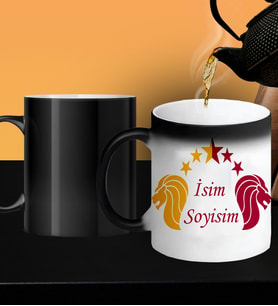 Kişiye Özel Kendin Tasarla Sarı Kırmızı Taraftar Tasarımlı Porselen Sihirli Kupa