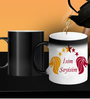 Kişiye Özel Kendin Tasarla Sarı Kırmızı Taraftar Tasarımlı Porselen Sihirli Kupa