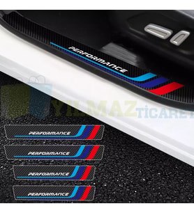 Bmw M Logo Performance Arma Karbon Kapı Eşiği Koruma Araba Etiket Oto Sticker 4 Parça