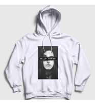 Presmono Unisex Beyaz Hello Friend Hacker Mr Robot Kapüşonlu Sweatshirt 403503tt