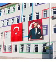Atatürk Posteri ve Türk Bayrağı Raşel Kumaş 150x225 cm -1