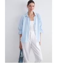 LCW Grace Mavi Regular Fit Fırfırlı Kadın Gömlek