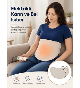 Beylini OMAK 220V Elektrikli Giyilebilir Bel ve Karın Isıtıcı Medikal Minder Ev Ofis Bölgesel Isıtma Kemeri Dijital Krem Renk 30x55 CM