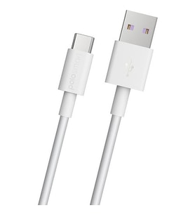 Polosmart 5A 100W Süper Hızlı UsbA to Type-C Data ve Şarj Kablosu Beyaz PSM30 (Beyaz - Beyaz)