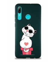 Huawei P Smart 2019 Soft Premier Kapak Coolcat Tasarımlı Silikon Kılıf - Yeşil (Şeffaf)