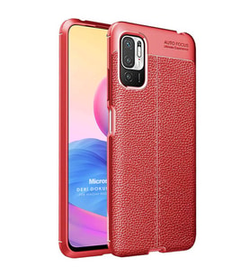 Microsonic Xiaomi Redmi Note 10 5G Kılıf Deri Dokulu Silikon Kırmızı