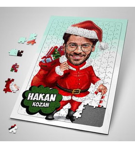 Kişiye Özel Yakışıklı Noel Baba Karikatürlü Puzzle