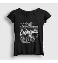 Presmono Kadın Siyah Band Müzik Minor Threat T-Shirt 536281tt