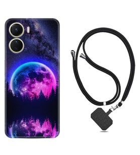 Vivo Y16 Kılıf Silikon Boyun Askılı İpli Desenli Silikon Star Planet 1652
