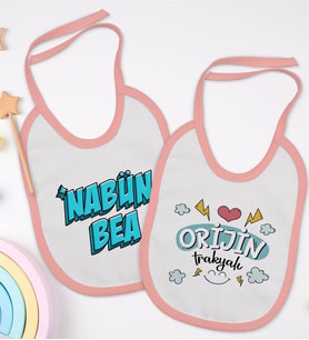 BK Kids Nabün Bea ve Orjin Trakyalı Tasarımlı 2’li Pembe Mama Önlüğü-1
