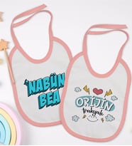 BK Kids Nabün Bea ve Orjin Trakyalı Tasarımlı 2’li Pembe Mama Önlüğü-1