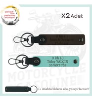 Motor Severlere, İsim Plaka ve 0 Rh (-) Kan Grubu Yazılı x2 Anahtarlık, Anı, K Kahve-Turkuaz-Laci (Çok Renkli)
