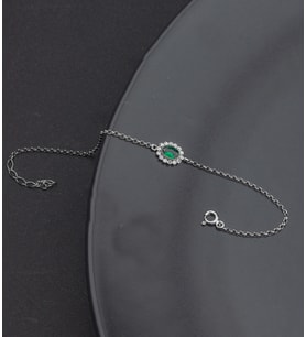 925 Ayar Gümüş Zümrüt Oval Model Bileklik