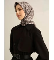 Armine Tivil İpek Eşarp 9321 - 06 Gri Karışık Desen