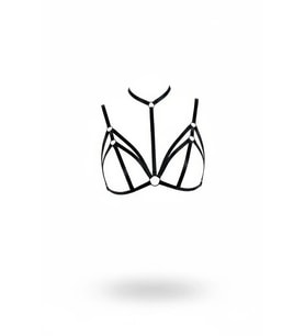Mulvxbrf Brf02 Siyah Göğüs Harness Boyunluklu Halkalı Çapraz Bant Detayı - Brf103 (Mulvix)