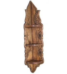 Otantik Çarşı Ahşap El Oyması Köşe Raf 85x15x15 cm.