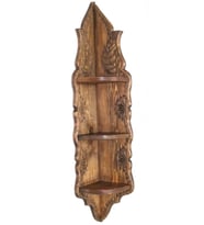 Otantik Çarşı Ahşap El Oyması Köşe Raf 85x15x15 cm. (Siyah)
