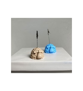 Kuzu Not Tutucu 2'li Set ( Krem - Açık Mavi)